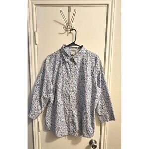 L.L. Bean Floral Long Sleeve Button Down Wrinkle Free Shirt Extra Large Boho
